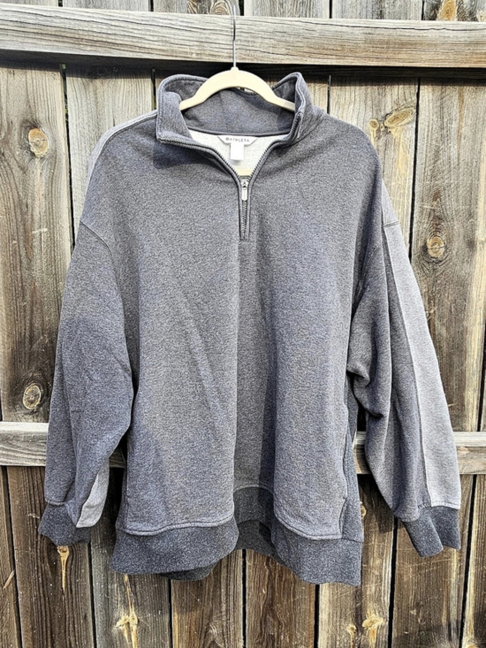 Athleta Forever Fleece Sweatshirt Half-zip Women Large Gray Oversized Boyfriend